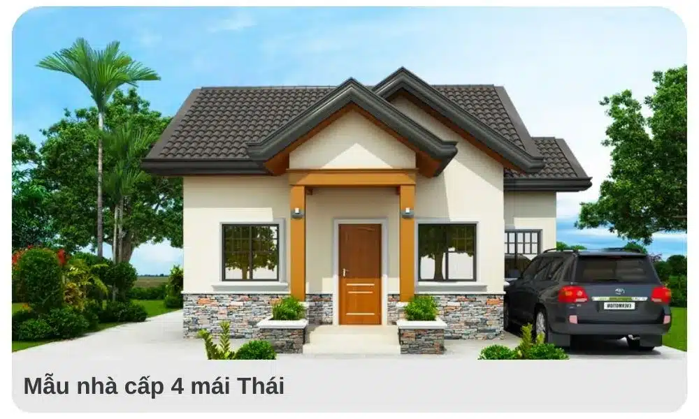 Mẫu nhà cấp 4 mái thái với sự kết hợp thông minh giữa các vật liệu 